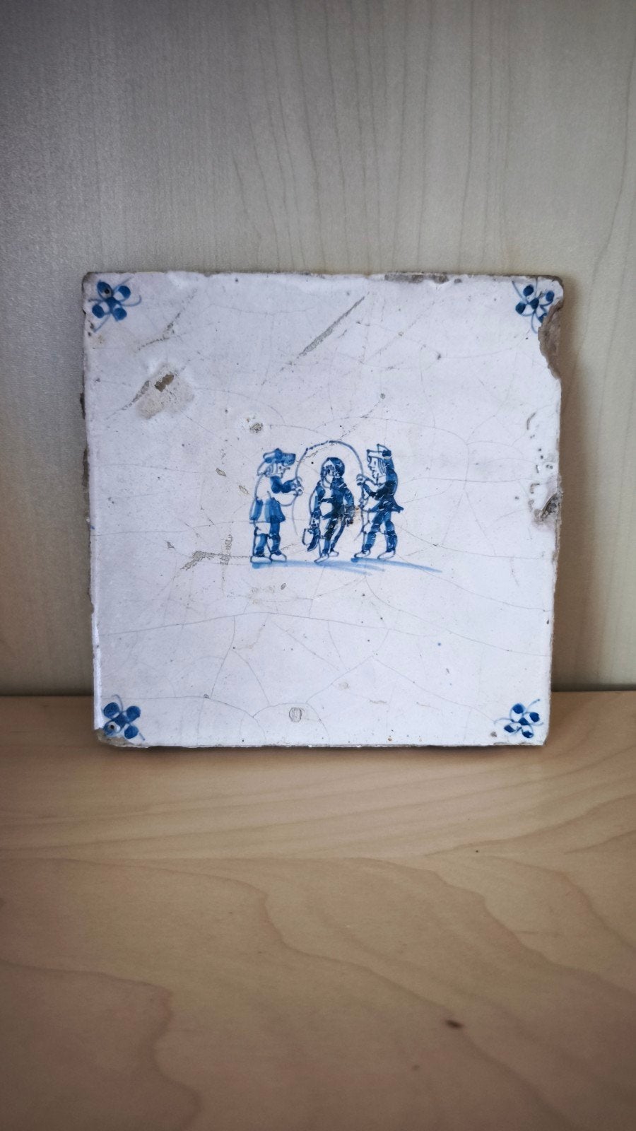 antieke Delftse blauw-witte wandtegel, Ophalen of Verzenden