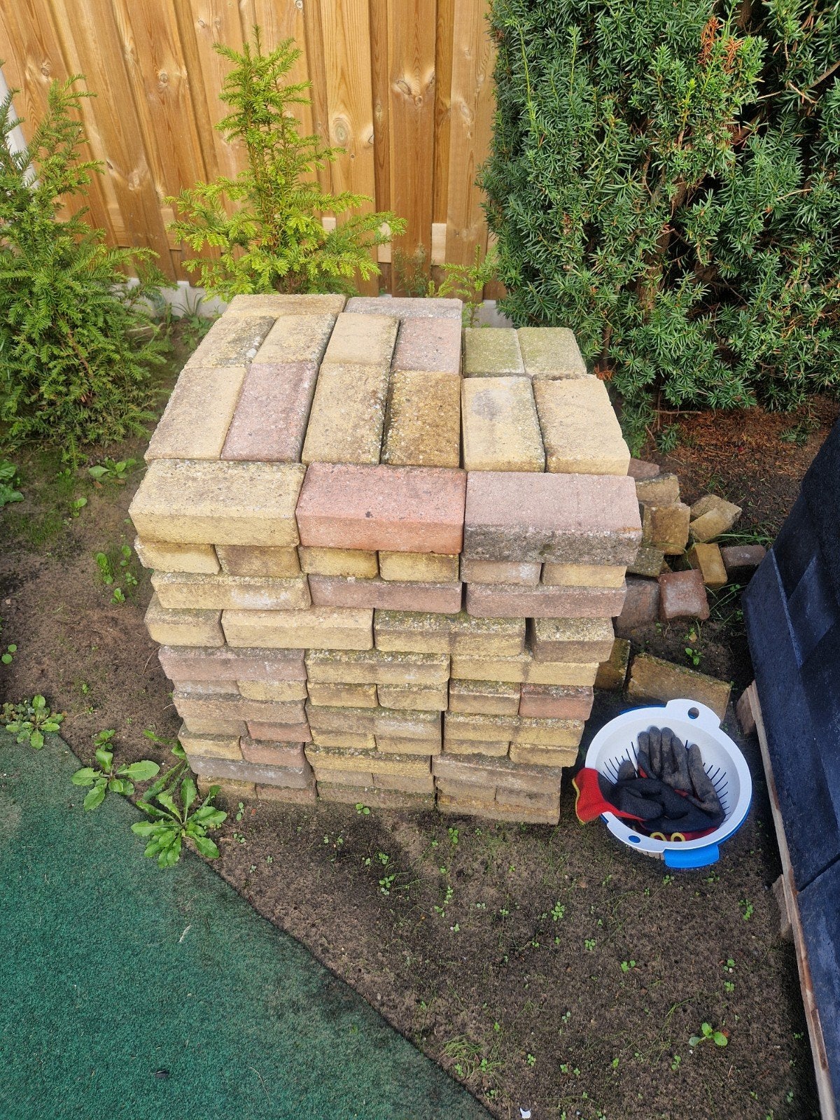 Klinkers. geel rood., Tuin en Terras, Ophalen, Gebruikt, Klinkers, 10 m² of meer