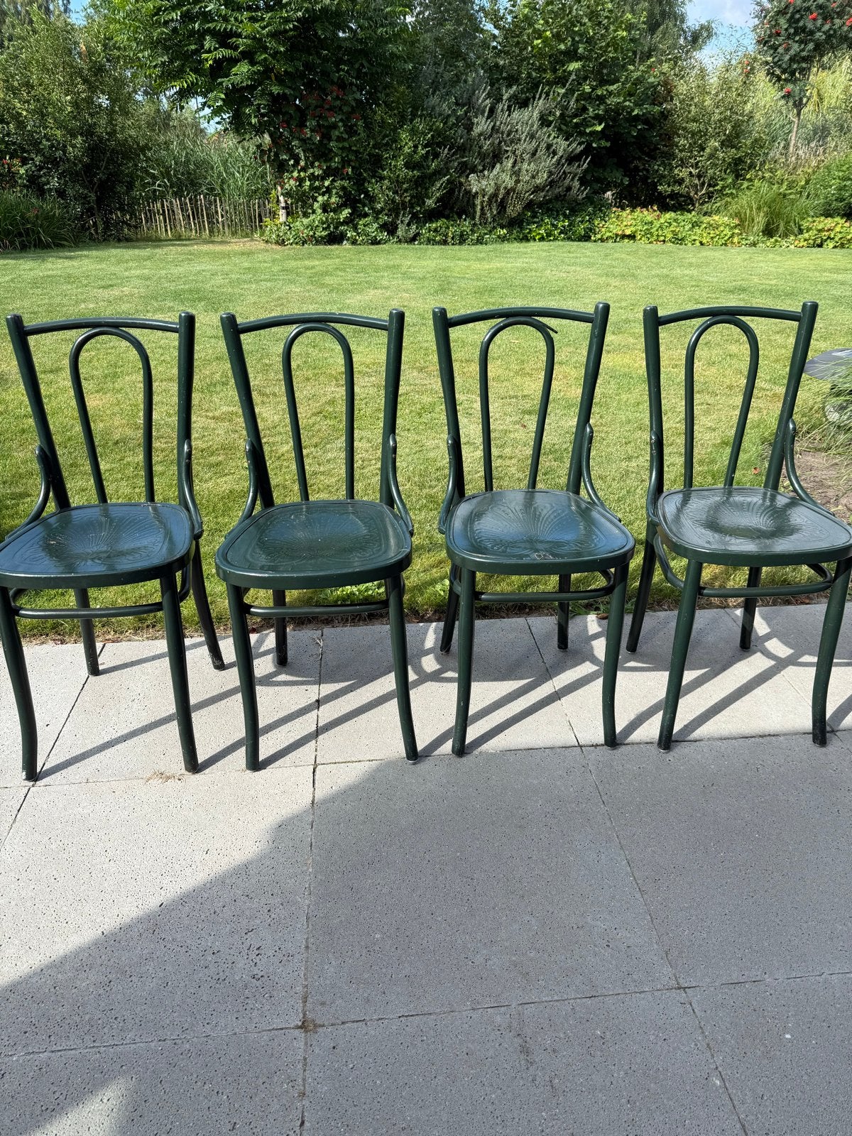 Set van 4 originele Thonet stoelen - groen, Ophalen