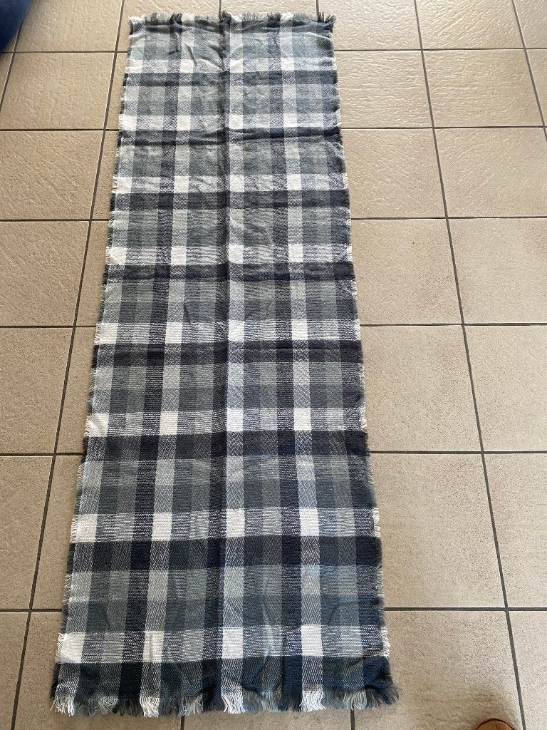 Grijs wit geblokte dames sjaal 180x60cm, Ophalen of Verzenden, Zo goed als nieuw, Maat 36 (S), Sjaal