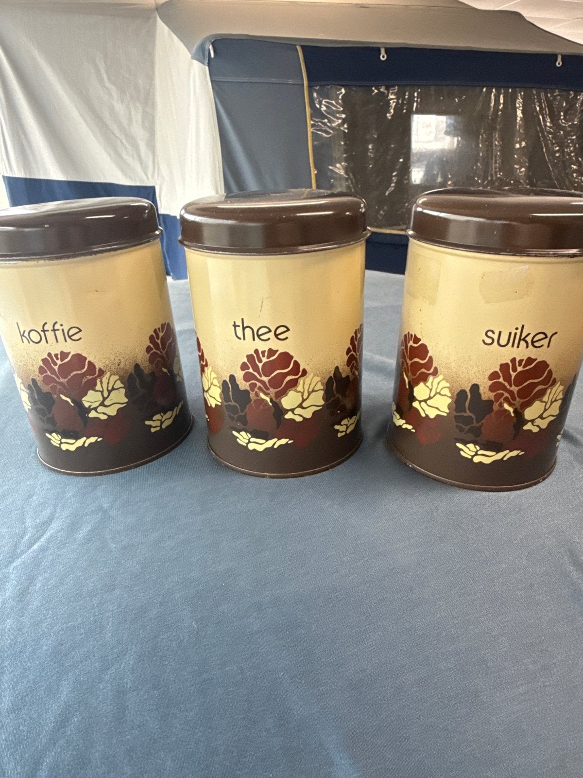 Vintage voorraadblikken koffie, thee, suiker, Ophalen of Verzenden