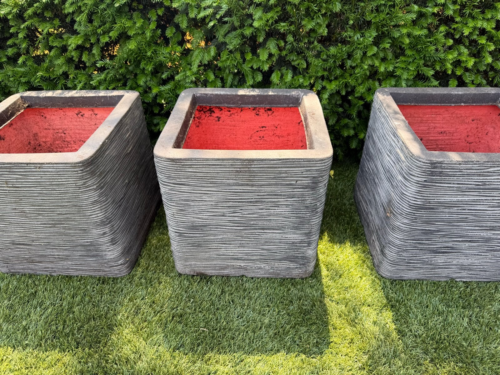 Set van 3 Capi vierkante plantenbakken, 41x40x40 cm, Ophalen, Kunststof, Gebruikt, Minder dan 60 cm