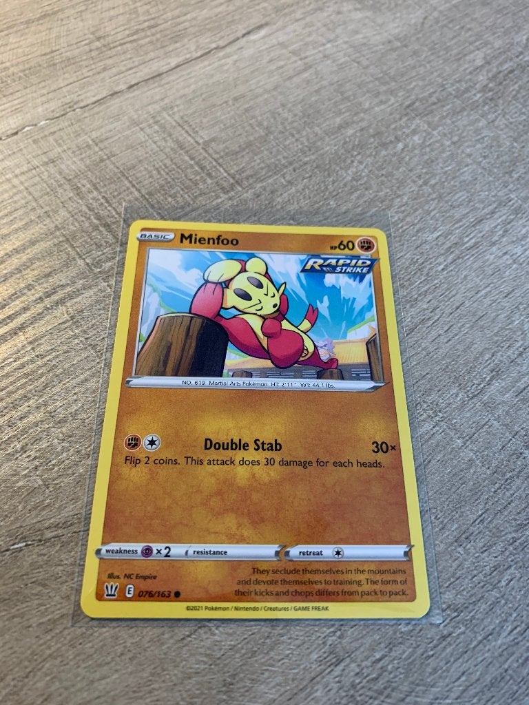 Mienfoo 076/163 Battle Styles - Pokémon Kaart, Ophalen of Verzenden, Nieuw, Losse kaart