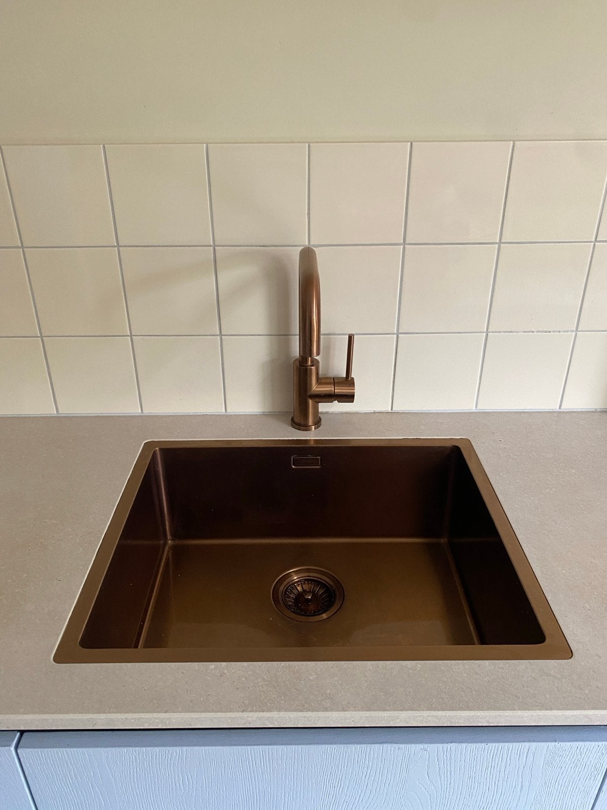 Lanesto koperen spoelbak (50x40) en kraan, Ophalen, Metaal, Overige typen, Gebruikt