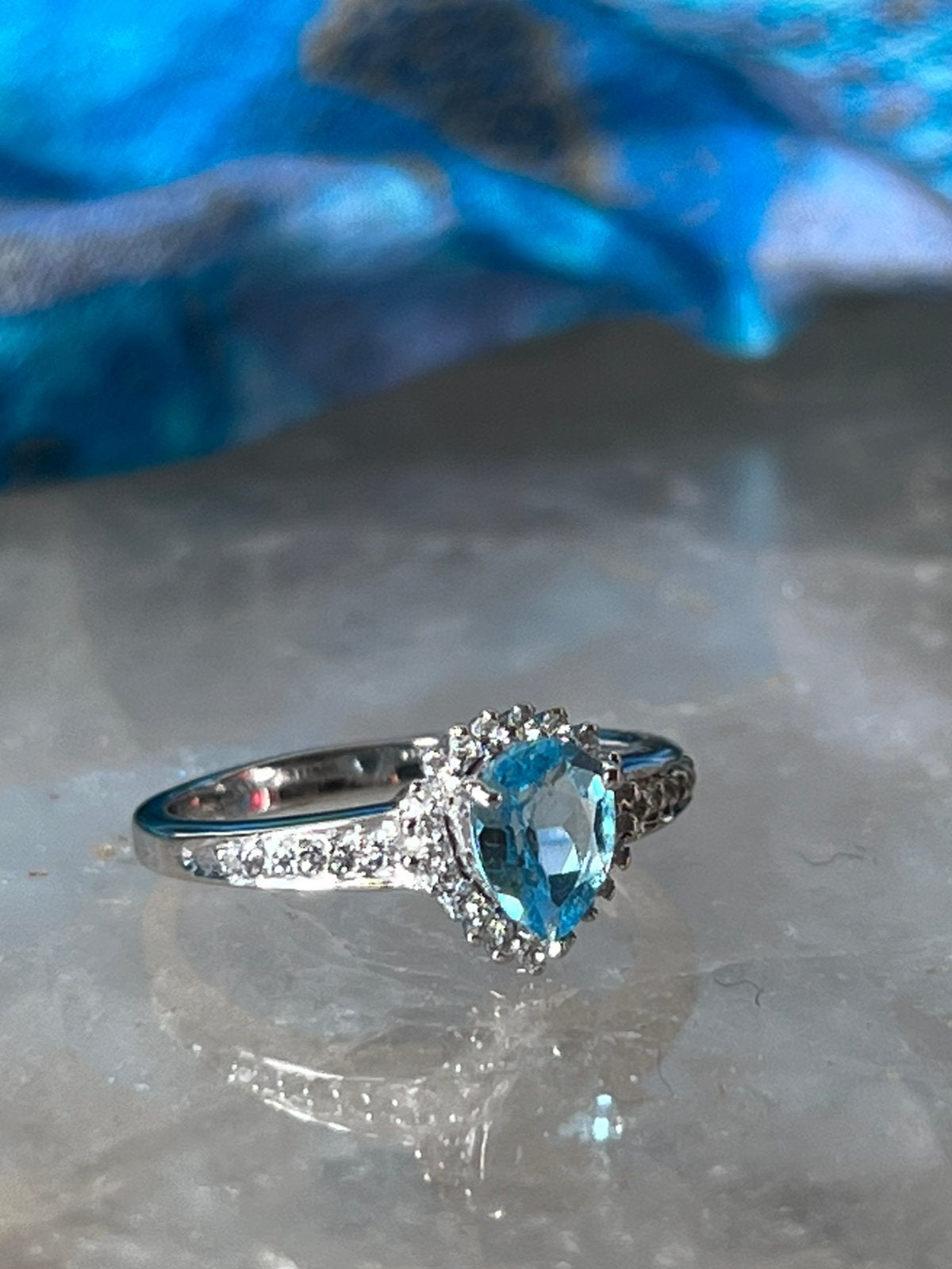 Topaas Swiss blue beschermt geluk welvaart succes eyecatcher, Sieraden, Tassen en Uiterlijk, Ringen, Blauw, Nieuw, Ophalen of Verzenden