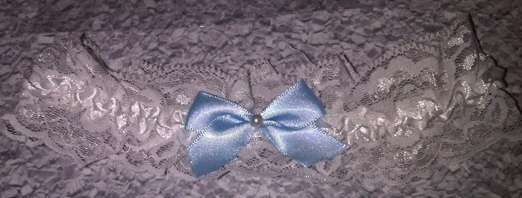 Stretch kousenband haarband wit kant + blauw BRUID pareltjes, Ophalen of Verzenden, Nieuw, Wit, Accessoires