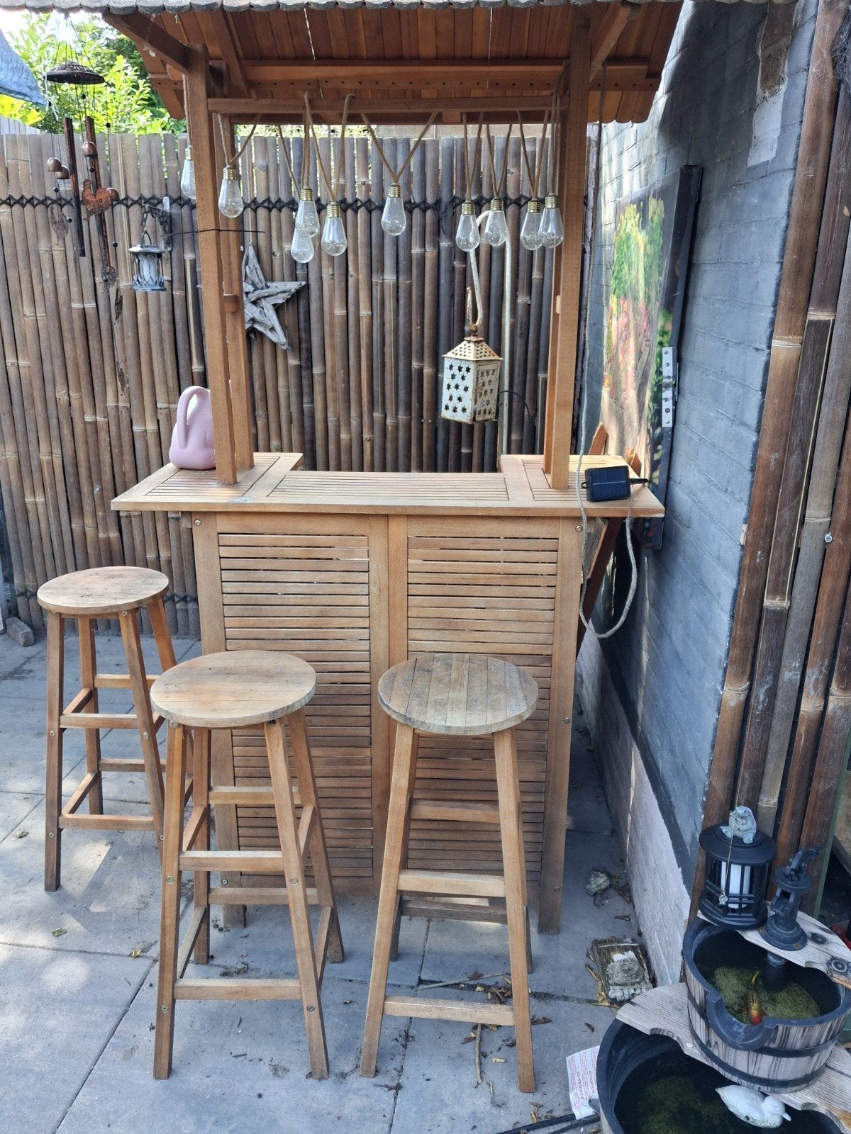 Houten buitenbar met krukken, Ophalen of Verzenden, Gebruikt, Gas, Vrijstaand