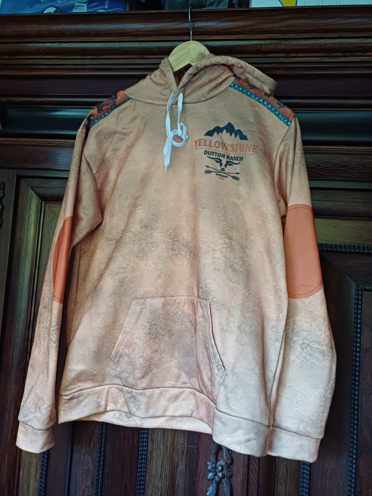 hoodie oranje met grijs afbeelding logo Yellowstne en Bison, Ophalen of Verzenden, Nieuw, Overige maten