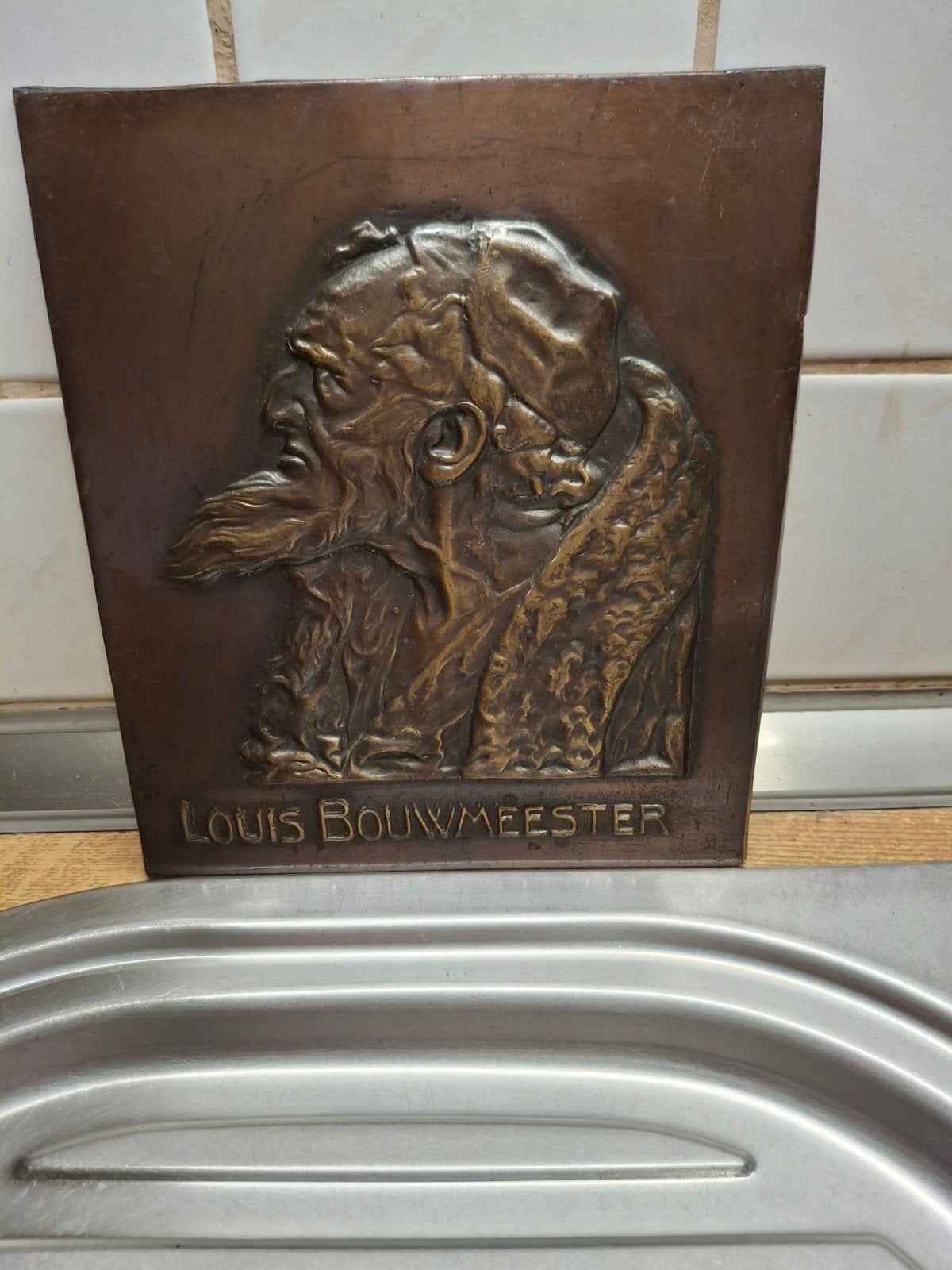 bronzen  plaquette afmeting  20 bij18 cm heel zwaar, Ophalen of Verzenden