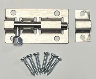 8 st. - SCHUIFSLOTJE | rvs | 50x25mm + bevest. materiaal, Ophalen of Verzenden, Nieuw, Rvs, Schuif of Grendel