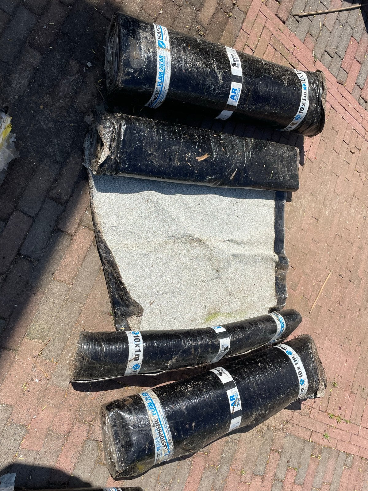 Dakleer rollen - diverse afmetingen, Doe-het-zelf en Verbouw, Dakpannen en Dakbedekking, Ophalen, Overige materialen, Gebruikt