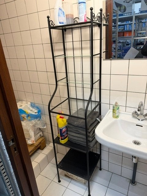 Badkamer kast glas en metaal zwart, Ophalen, Zo goed als nieuw