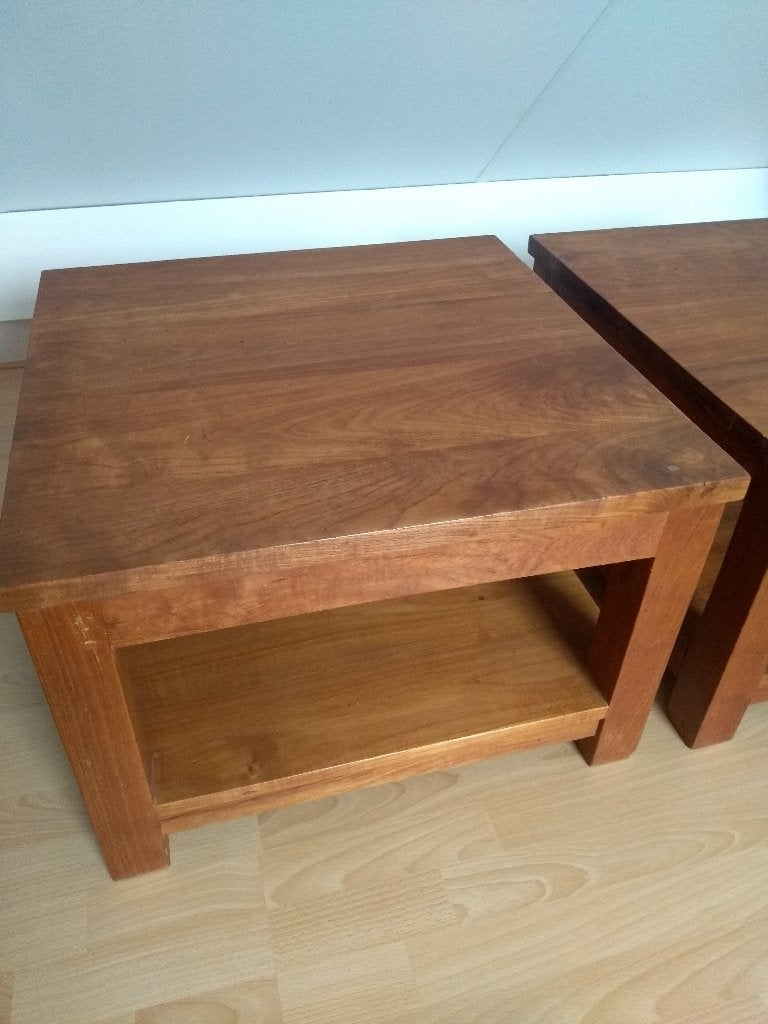 2 salon bijzettafels teak, Huis en Inrichting, Ophalen, Vierkant, Minder dan 55 cm, 45 tot 60 cm