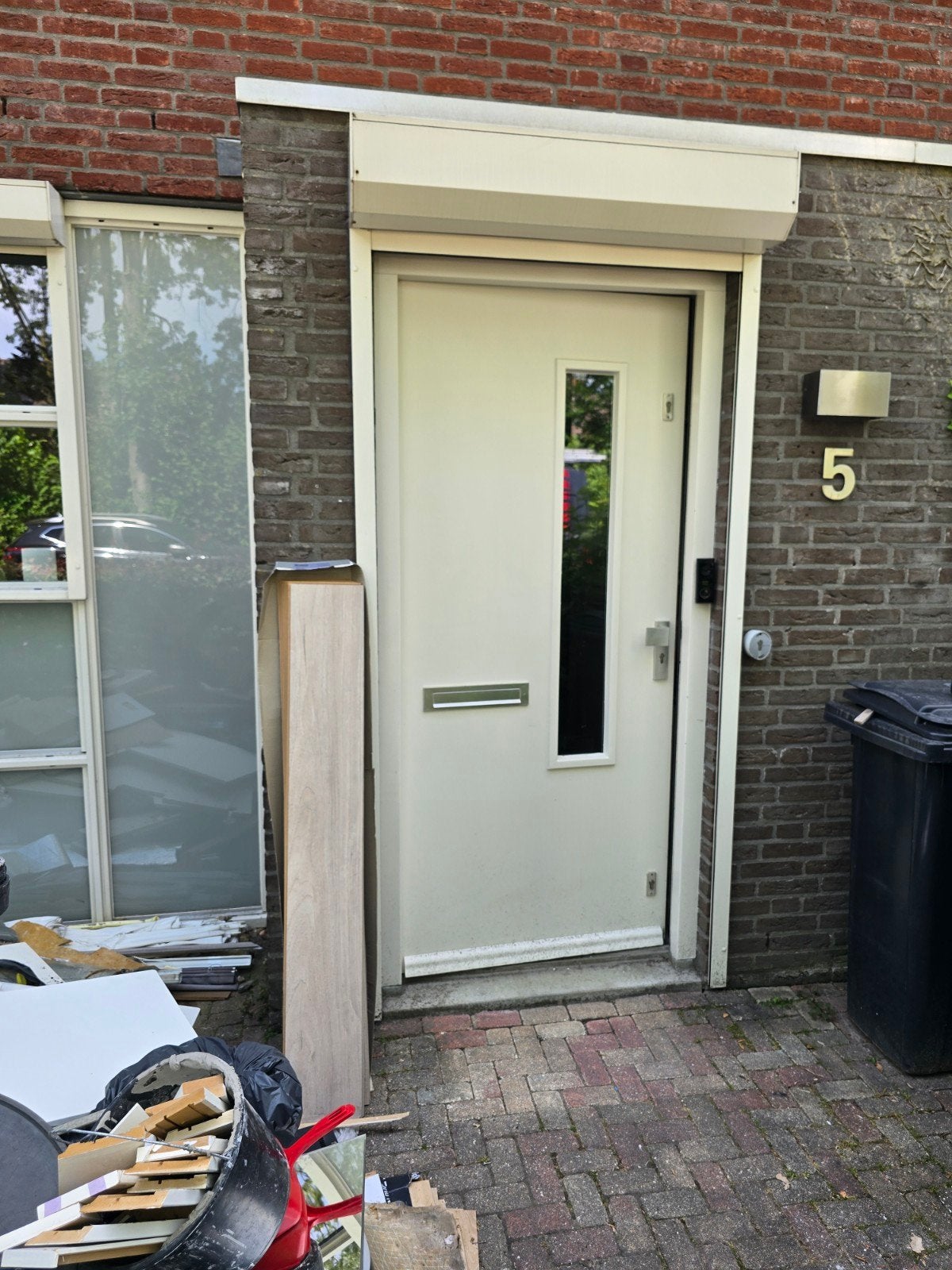 Nette houten voordeur, Doe-het-zelf en Verbouw, Deuren en Horren, Ophalen, Kunststof, Gebruikt, Buitendeur