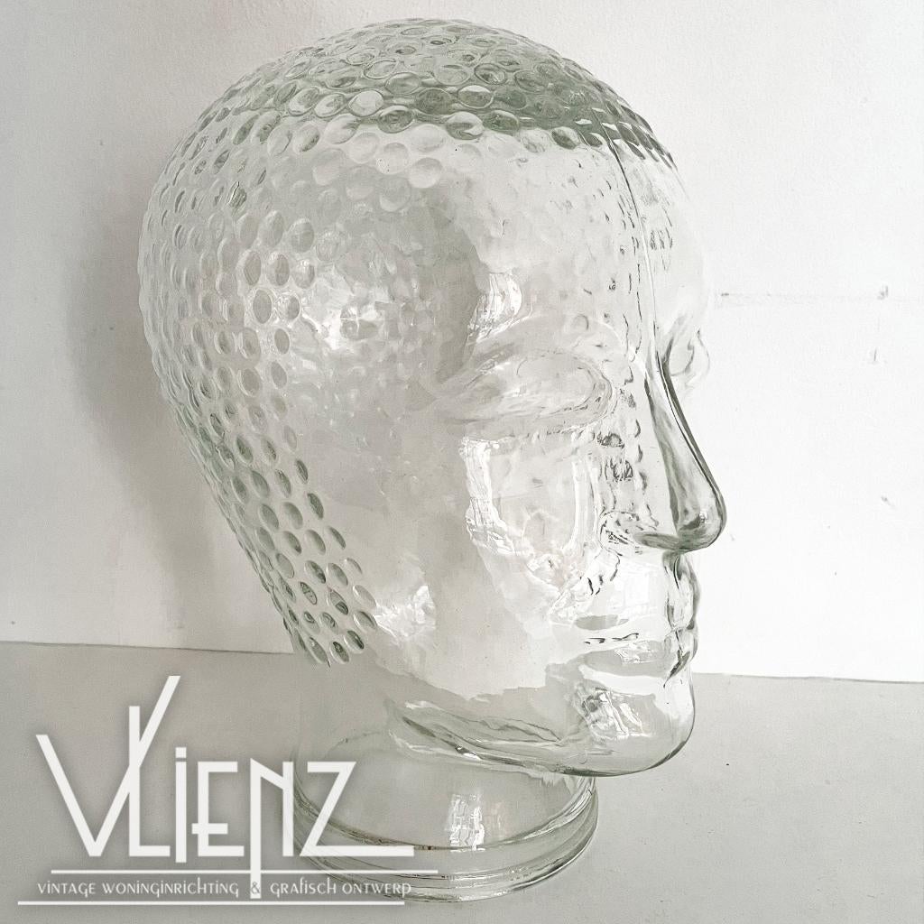 Vintage, retro, glazen hoofd koptelefoon, hoed, pruik, Verzamelen, Retro, Huis en Inrichting, Ophalen