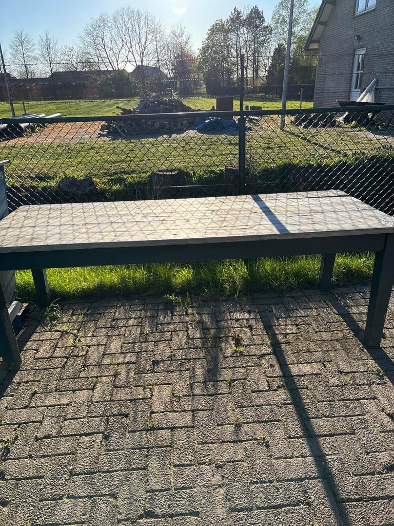 Grote industriële fabriekstafel - Robuust en uniek, Ophalen, Gebruikt, Rechthoekig, Hout