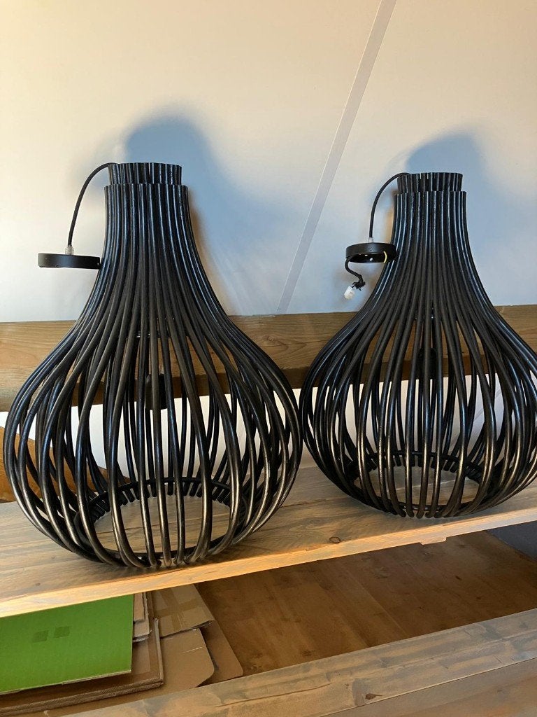 2 lampen kappen, Ophalen, Zo goed als nieuw, Hout, E27 (groot)