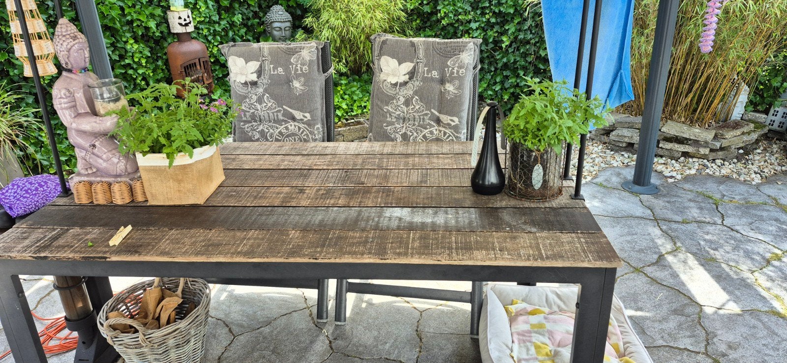 GRATIS: Complete tuinset met verstelbare stoelen, Ophalen, Gebruikt, Hardhout, 3 zitplaatsen