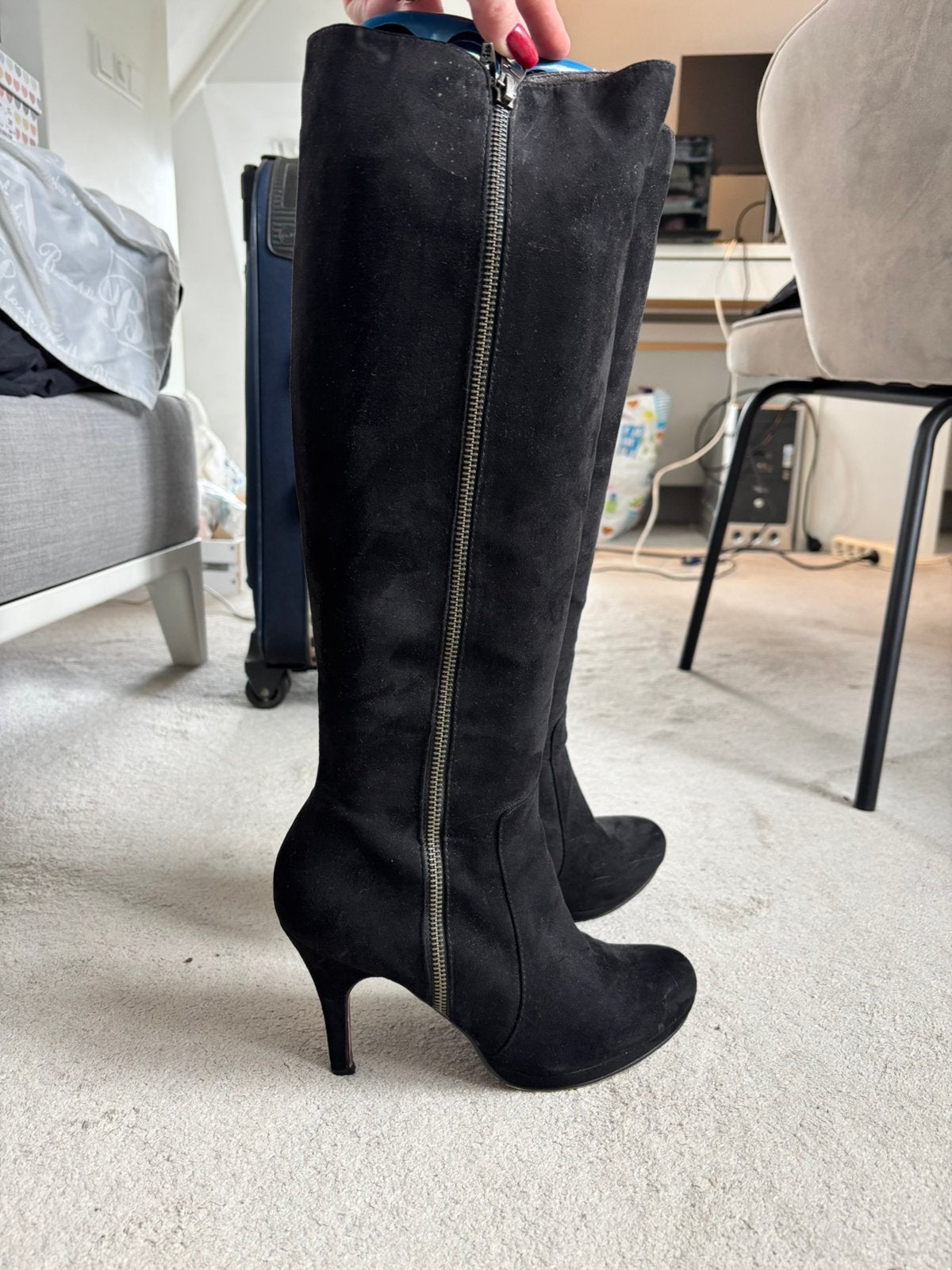 Prachtige zearte suede laarzen 39, Hoge laarzen, Zwart, Ophalen of Verzenden, Zo goed als nieuw