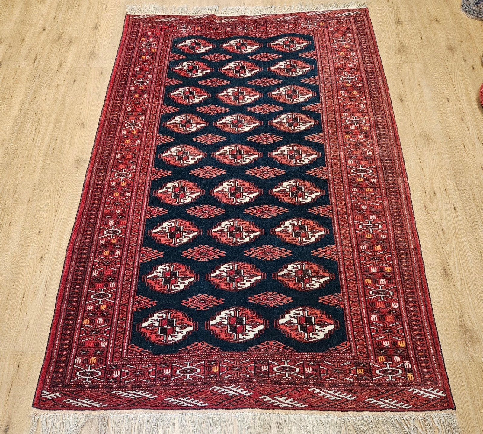 Vintage handgeknoopt oosters tapijt bochara 210x132