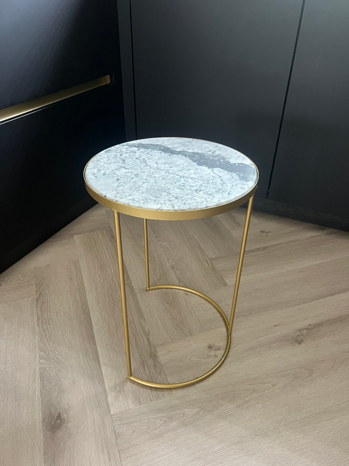 Loods 5 sidetable marmer blad, Minder dan 55 cm, Rond, Zo goed als nieuw, Ophalen
