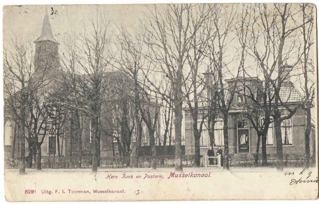 Musselkanaal, Herv.Kerk en Pastorie, Verzenden, Voor 1920, Gelopen, Groningen