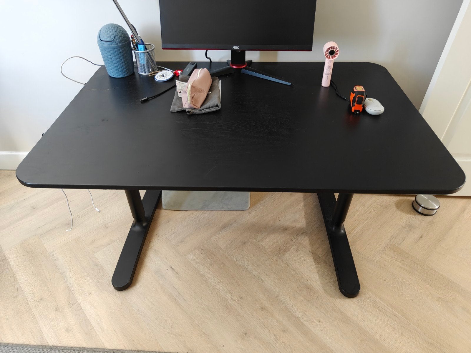 IKEA BEKANT Desk – Black (120  80 cm) – Manual Height Adjus, Ophalen, Zwart, Gebruikt, 120 cm