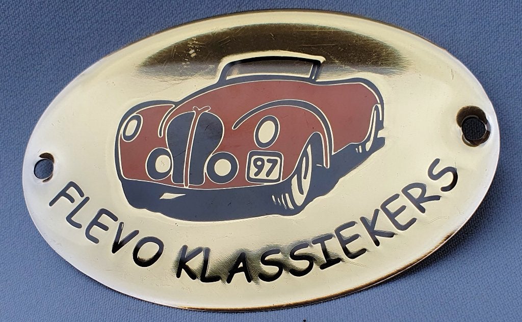 Metalen embleem "Flevo Klassiekers", Verzamelen, Verzenden, Zo goed als nieuw, Auto's