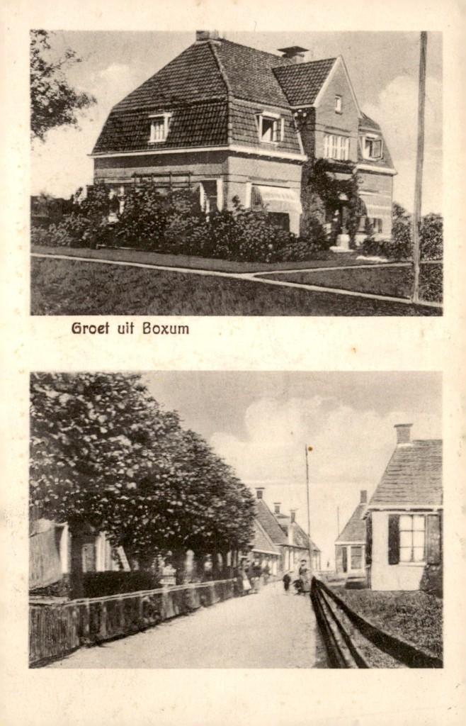 Boksum  Villa en straatbeeld # 168, Verzenden, 1920 tot 1940, Gelopen, Friesland