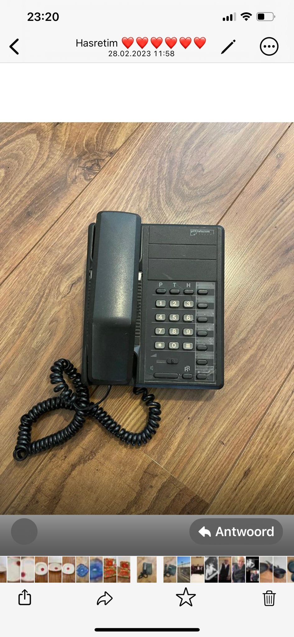 Vintage PTT Telecom Telefoon - Zwart, Druktoetsen, Ophalen of Verzenden, Gebruikt