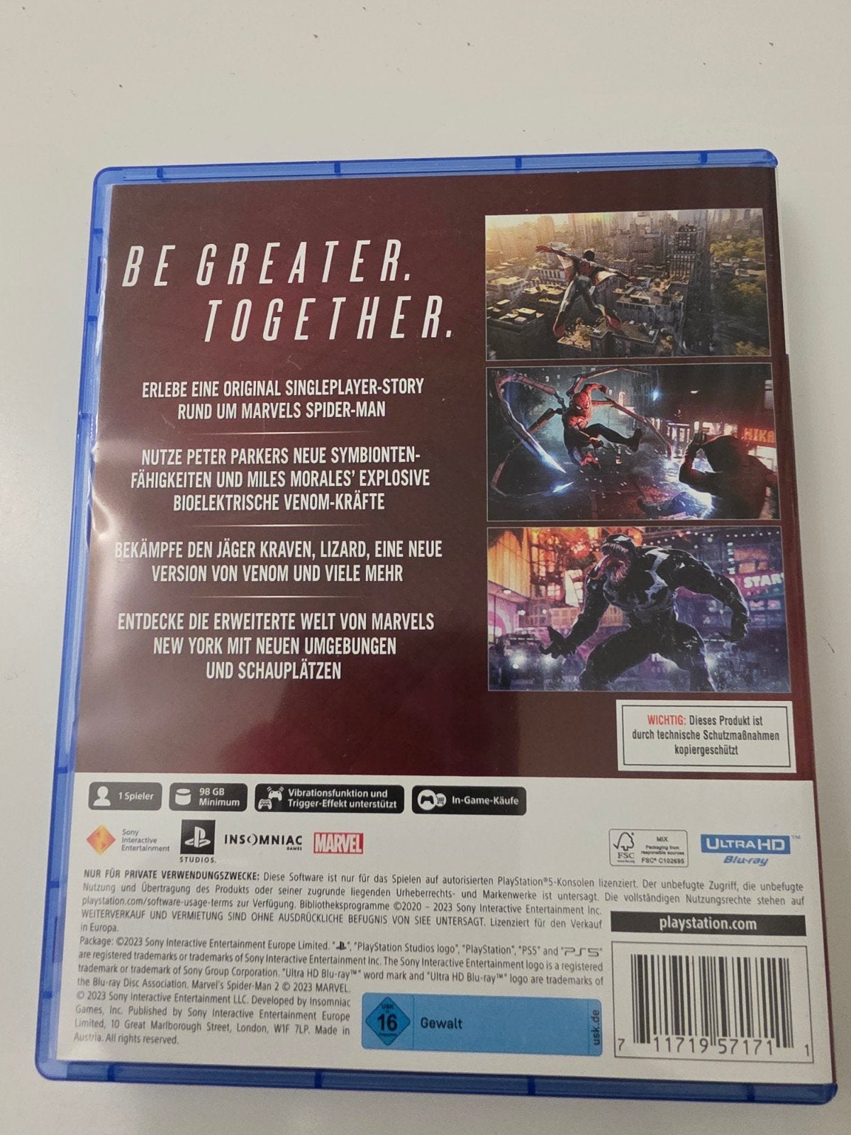 Marvel's Spider-Man 2 voor Playstation 5 Lees Beschrijving, Avontuur en Actie, Ophalen of Verzenden, Vanaf 16 jaar, 2207 Bridgepointe Pkwy, San Mateo, CA 94404, USA