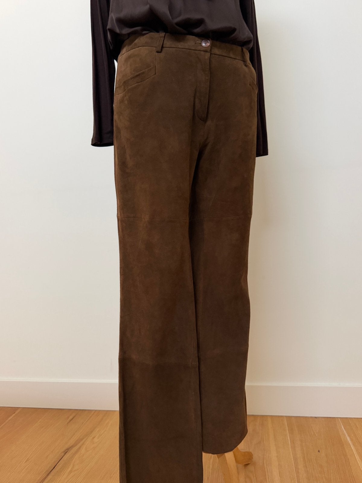 Closed boterzachte suede leren bruine broek L, Kleding | Dames, Broeken en Pantalons, Bruin, Verzenden, ., Zo goed als nieuw