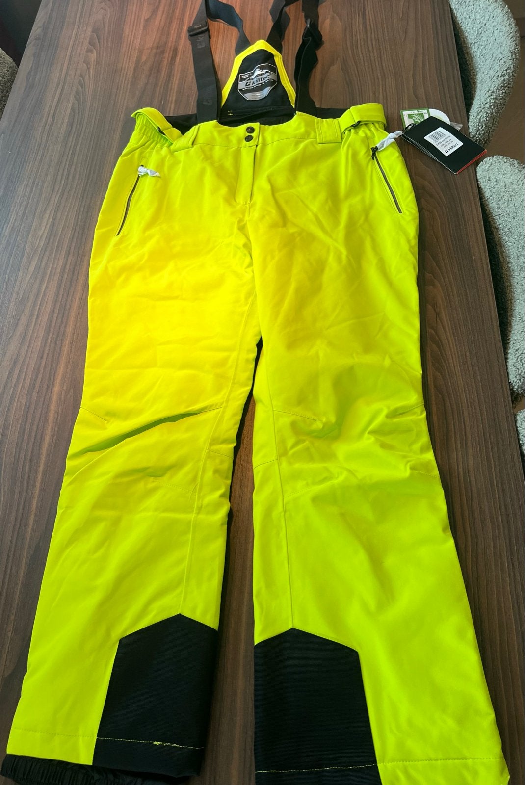 Nieuwe Killtec skibroek - Neon geel - Maat 44 (L), Ophalen of Verzenden, Nieuw, Maat 42/44 (L), Broek