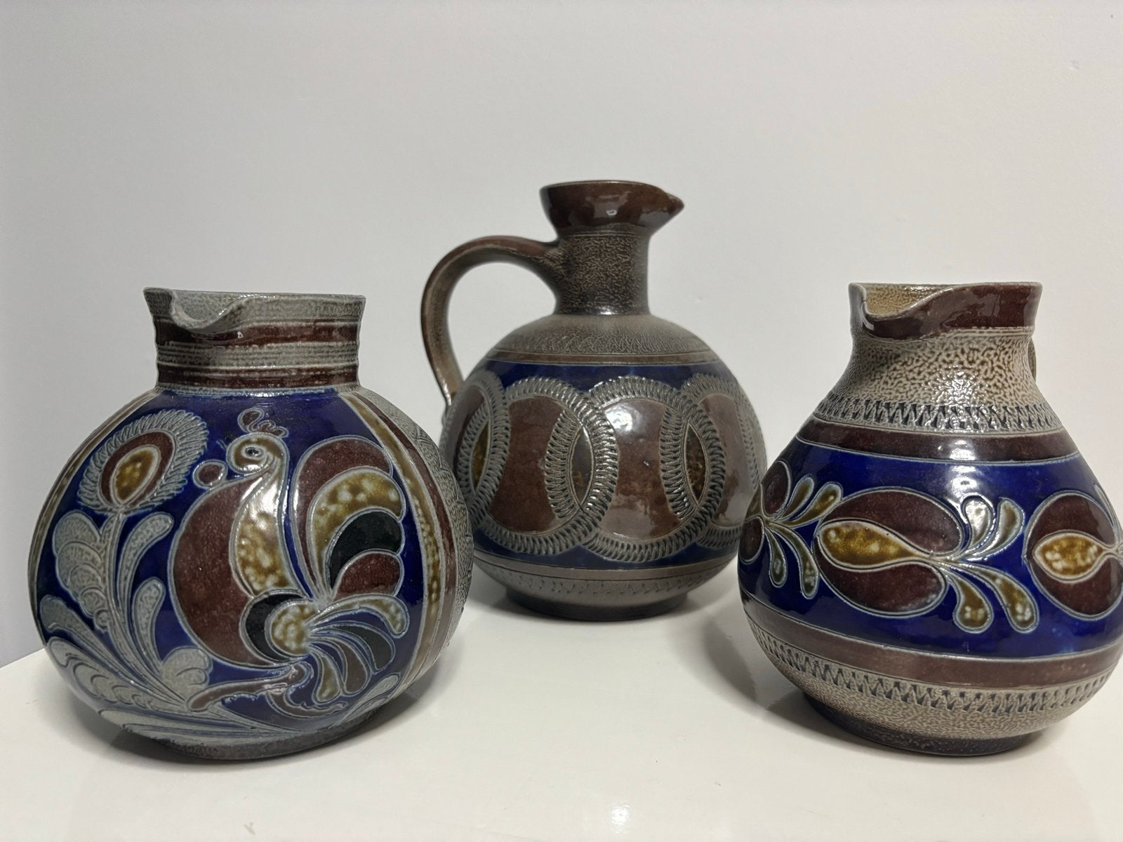 Set van 3 vintage Westerwald keramiek kruiken/vazen, Antiek en Kunst, Ophalen of Verzenden