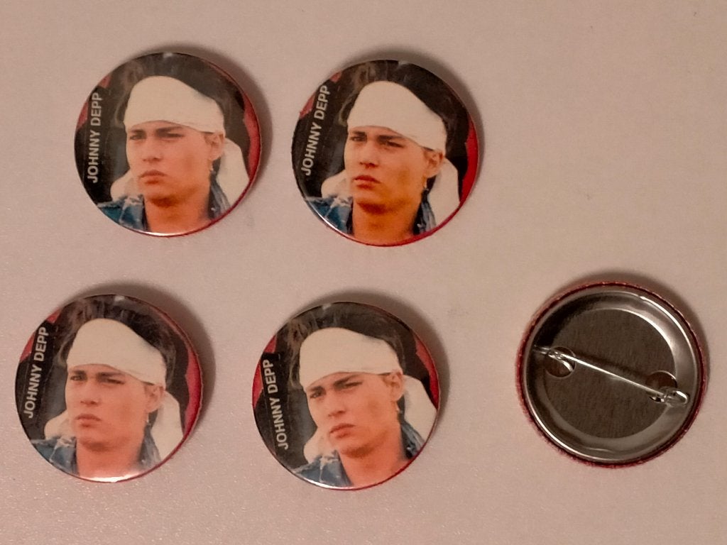 Johnny Depp artiest film acteur vintage buttons button, Verzenden, Gebruikt, Overige onderwerpen