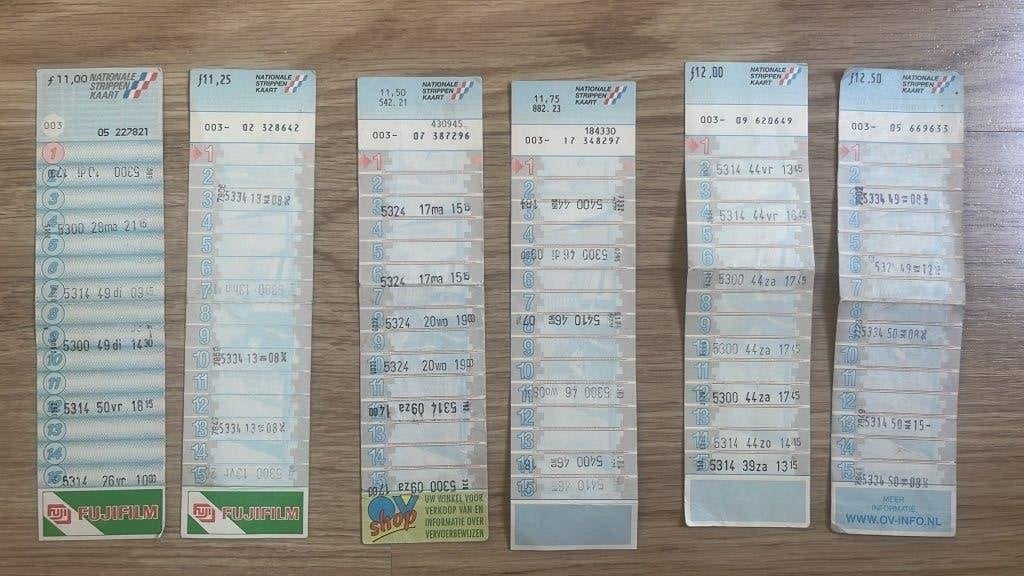 Nationale strippenkaart blauw NLG  6 x             _1, Verzamelen, Spoorwegen en Tramwegen, Ophalen, Gebruikt, Bus of Metro, Overige typen