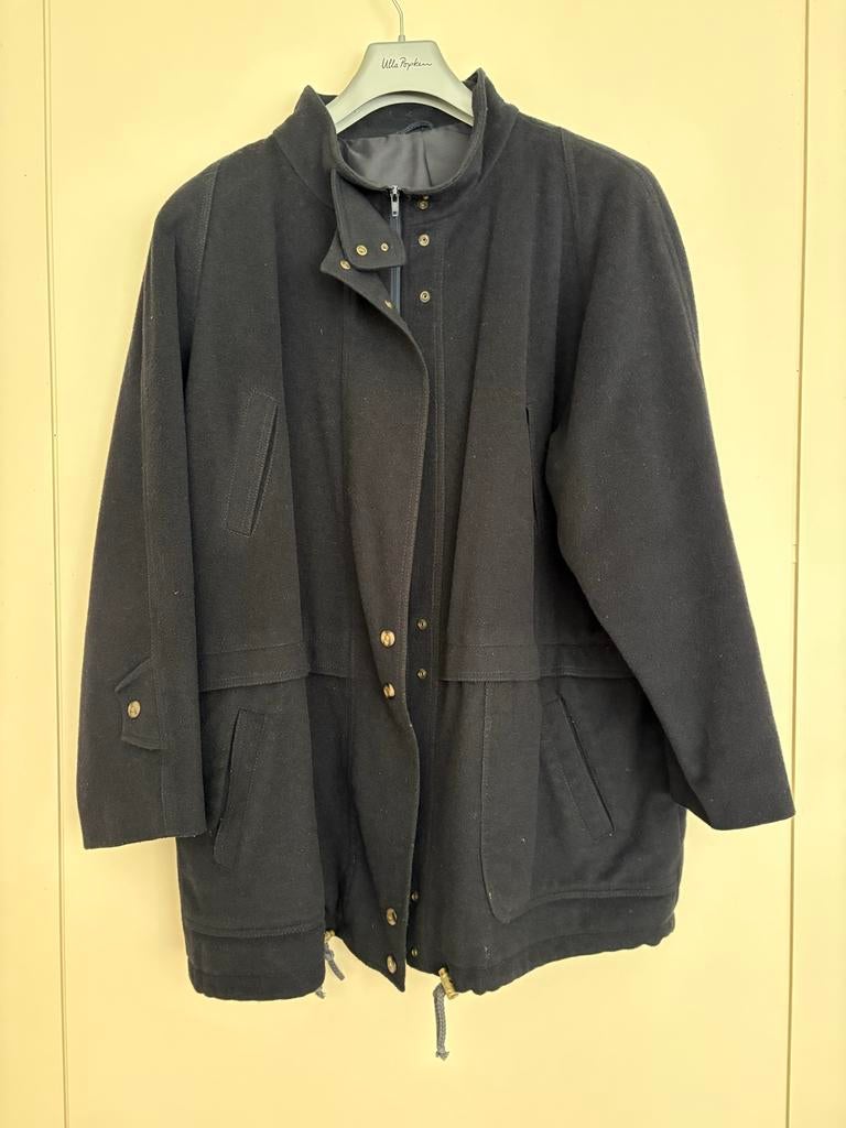 Donkerblauwe winterjas met rits en knopen Venice Loden, Ophalen of Verzenden, Maat 46/48 (XL) of groter, Blauw