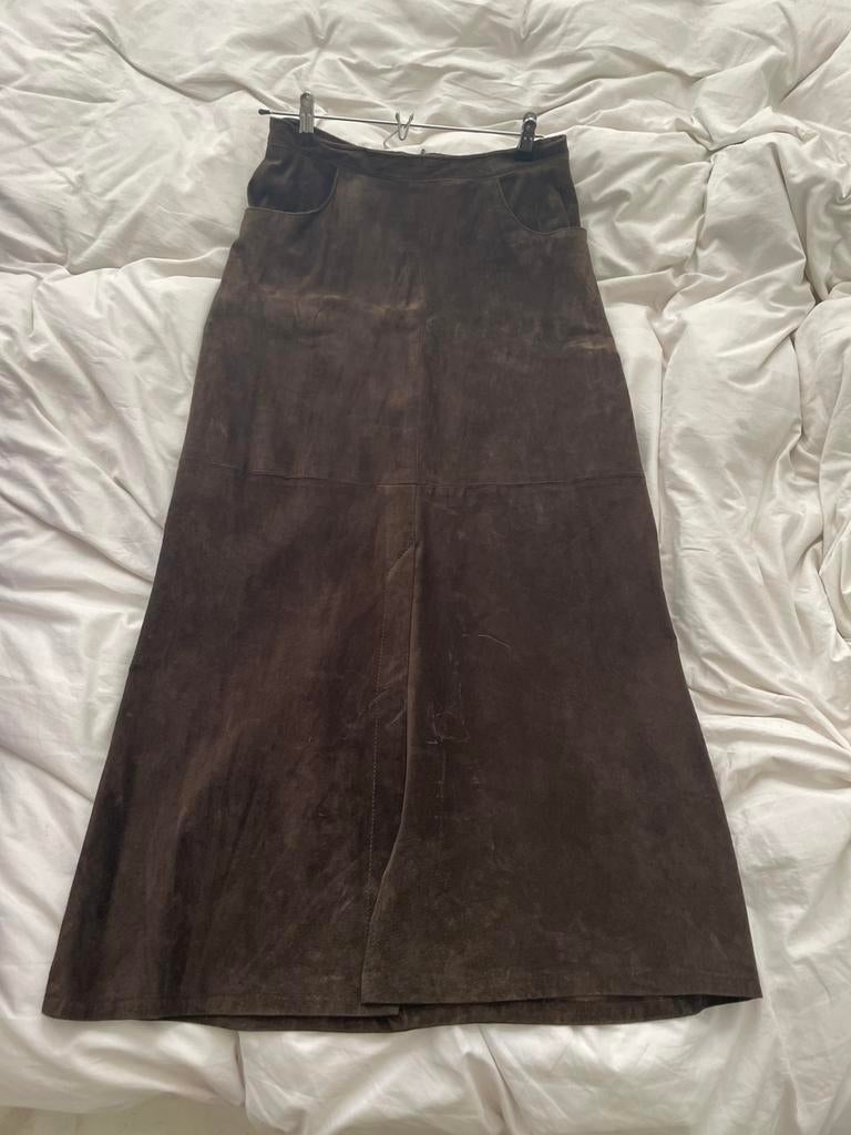 Maxirok, bruin suede, Prizzi, maat 38, Maat 38/40 (M), Bruin, Ophalen of Verzenden, Zo goed als nieuw