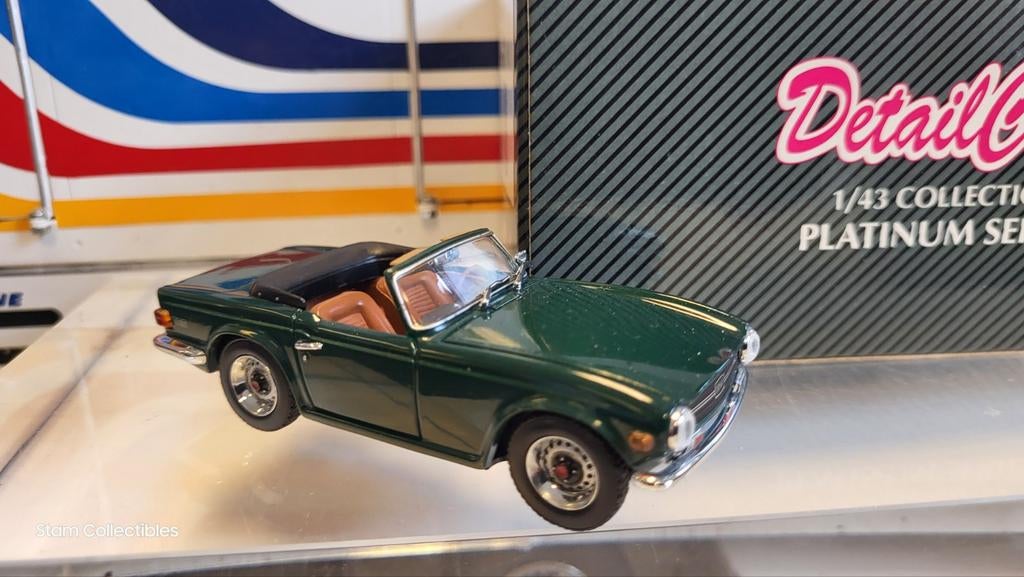 Detailcars Triumph TR6 Spider Green - 1969, Hobby en Vrije tijd, Modelauto's | 1:43, Overige merken, Auto, Ophalen of Verzenden