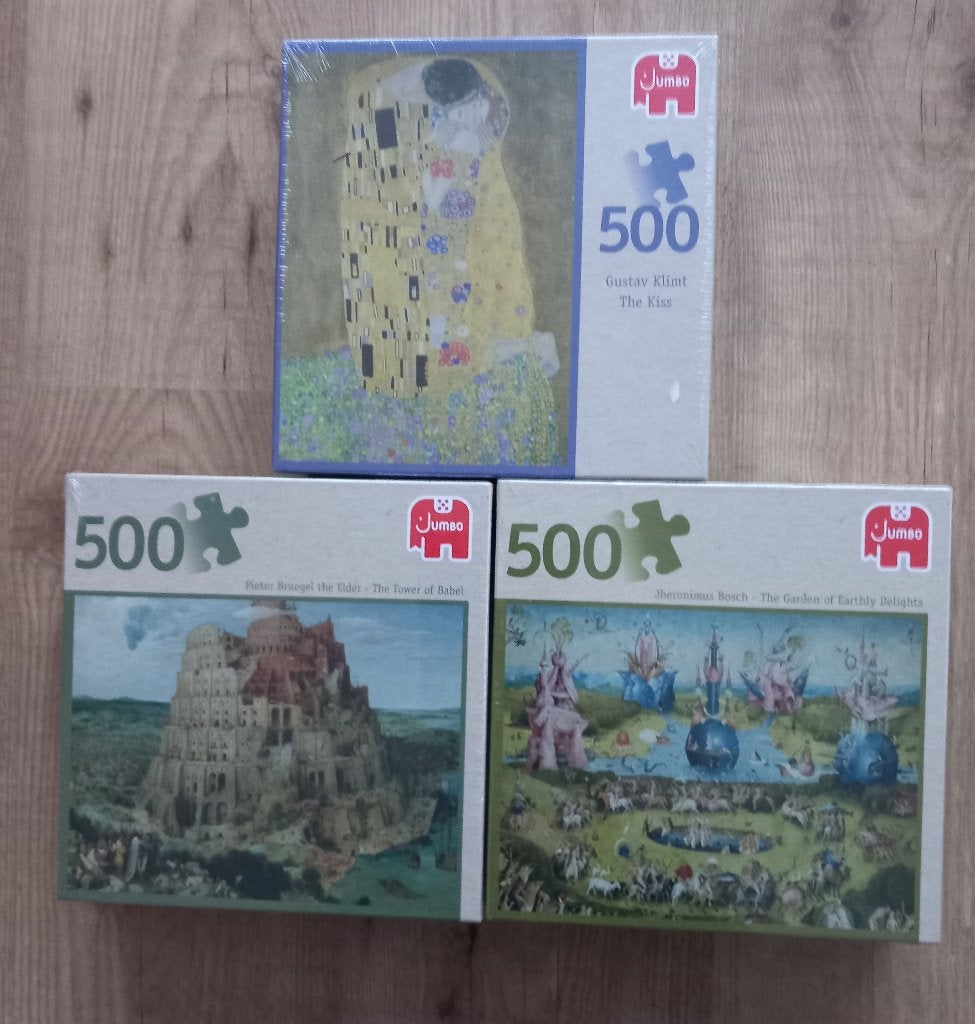 kunstpuzzels, 3 stuks in gesloten verpakking, Ophalen, 500 t/m 1500 stukjes, Nieuw