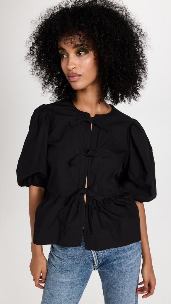 Ganni peplum blouse  zwart, Ganni, Nieuw, Ophalen of Verzenden, Blouse of Tuniek