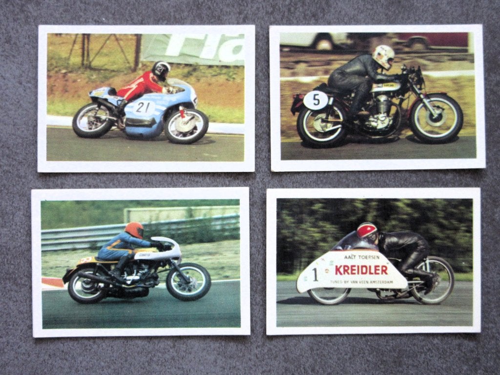 24 oude verzamelplaatjes motoren motor GP races zijspan, Verzamelen, Ophalen of Verzenden, Gebruikt, Motoren