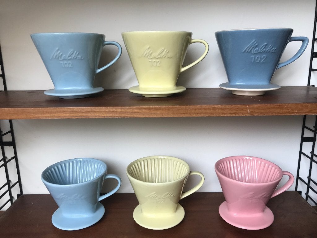 6 x Melitta koffiefilter houder pastel roze blauw geel, Ophalen of Verzenden