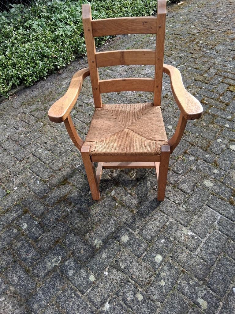 Licht eiken stoel met rieten zitvlak, Ophalen