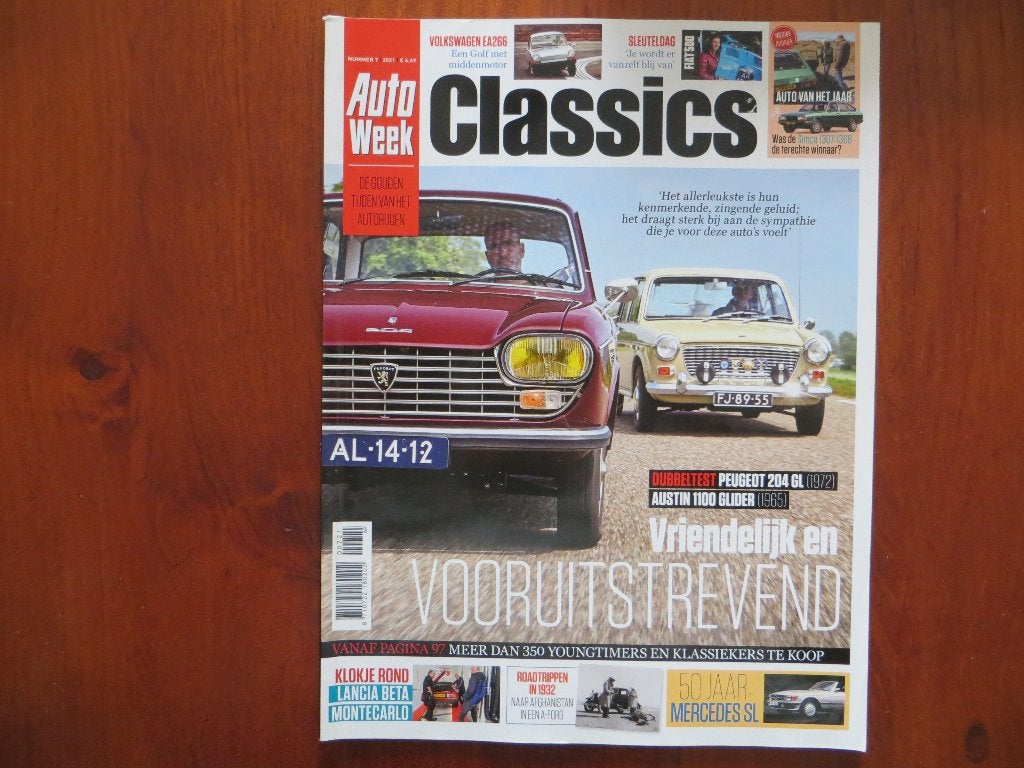 Autoweek Classics 7 2021 Peugeot 204 GL, Austin 1100 Glider, Ophalen of Verzenden, Nieuw, Mercedes
