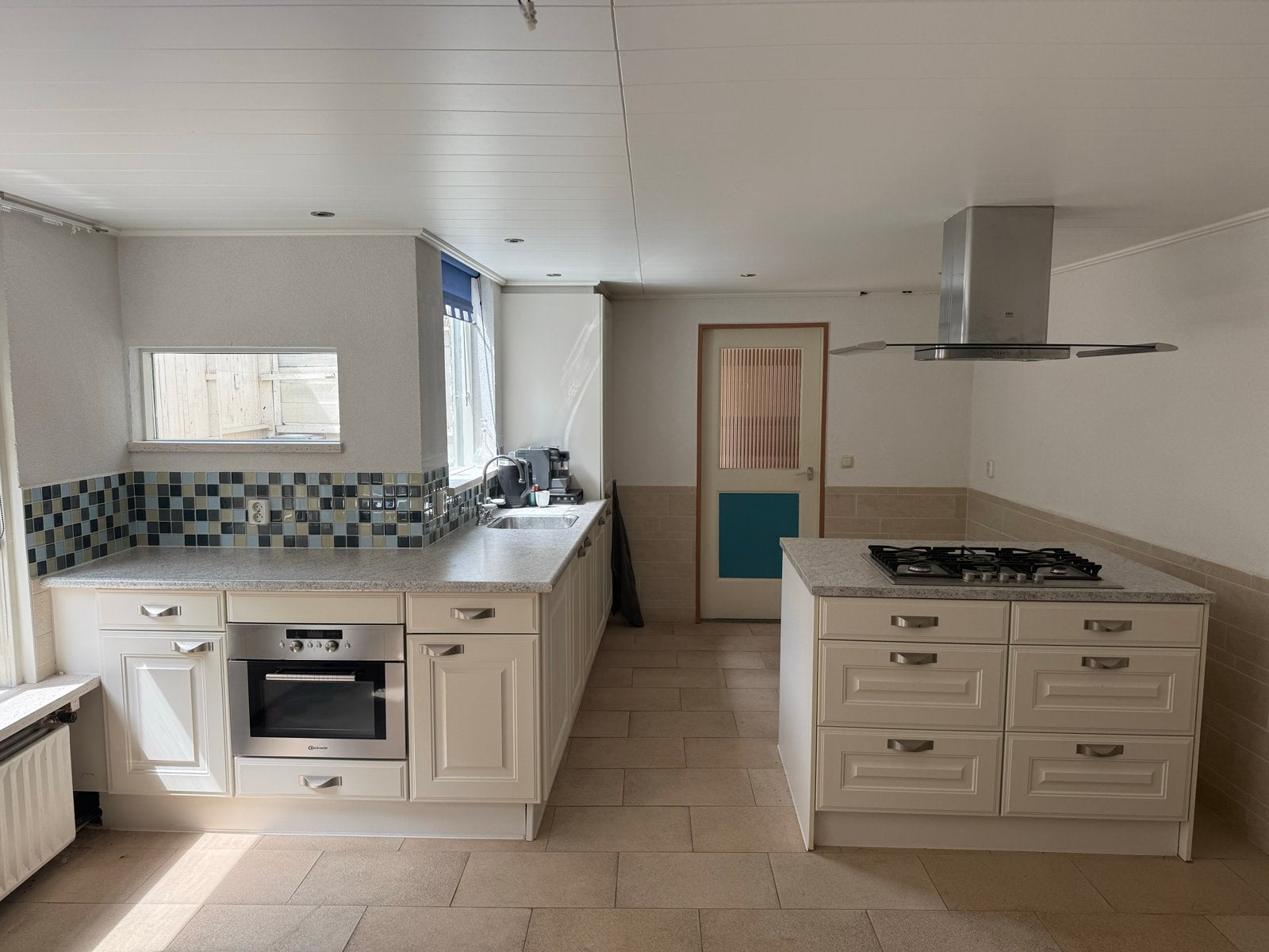 Complete keuken met eiland en Bauknecht apparatuur, Ophalen, Gebruikt, Overige typen, Graniet of Steen