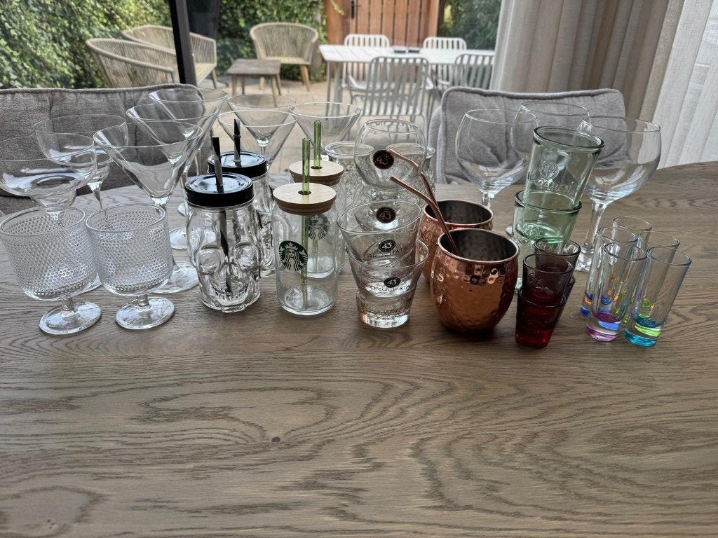 Cocktail glazen / pornstar+margharita+bacardi+licor 43+skull, Ophalen of Verzenden, Zo goed als nieuw, Overige typen