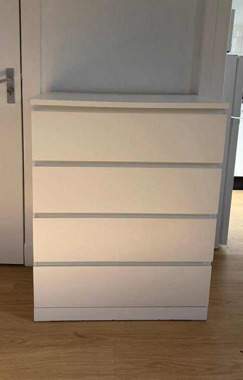 IKEA MALM kast met 4 lades - Wit - Goede staat, Ophalen, Gebruikt, 50 tot 100 cm, 3 of 4 laden