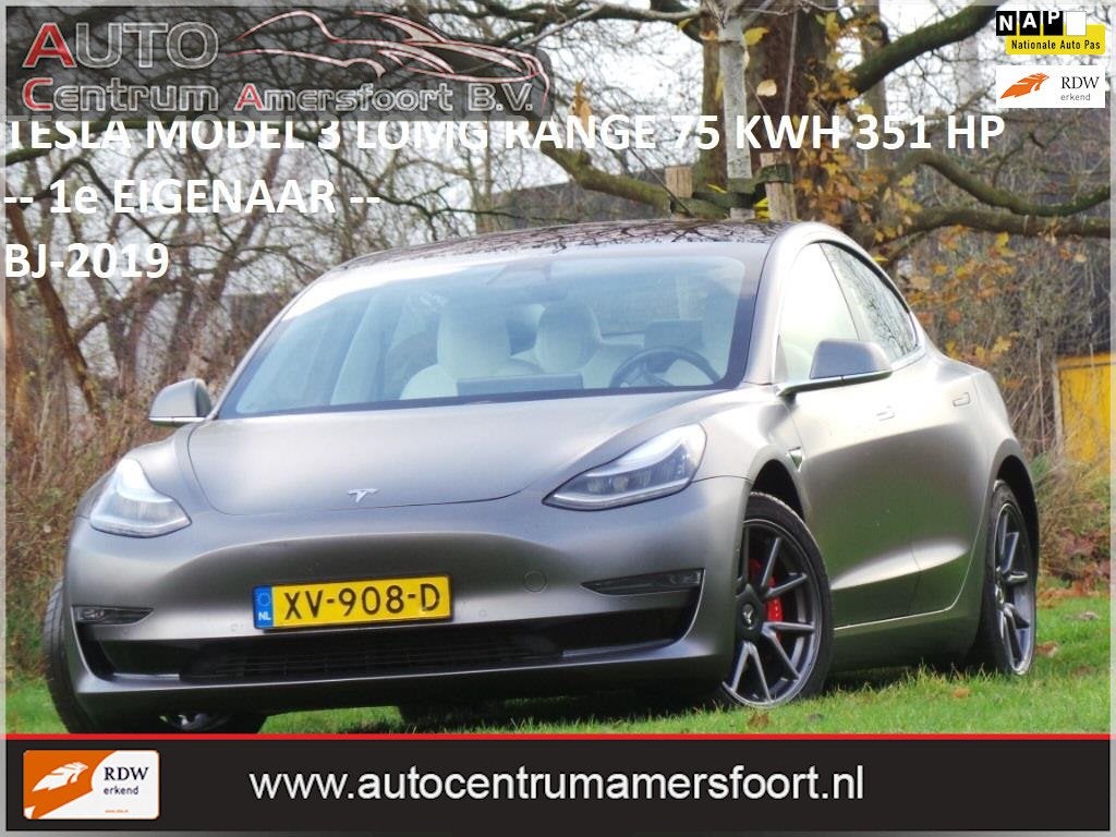 Tesla Model 3 Long Range 75 kWh ( INRUIL MOGELIJK ), Automaat, 530 km, Zilver of Grijs, 84 €/maand