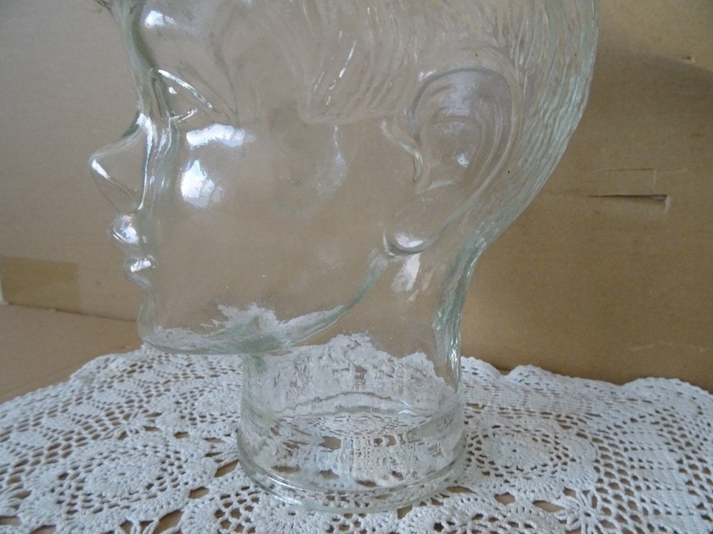 Vintage glazen mannequin hoofd displayhoofd kind jongetje, Ophalen of Verzenden